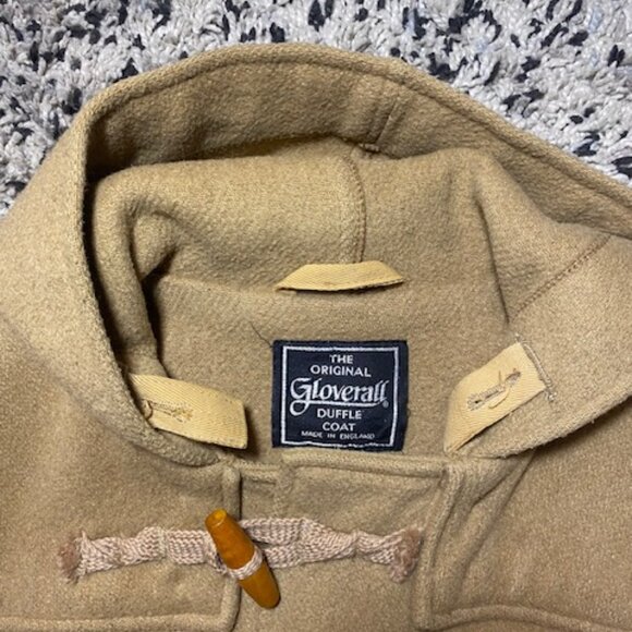 VTG Gloverall Duffle Coat Wool Blend Mens Med Camel Hooded England - Picture 2 of 16